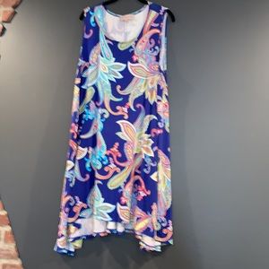 Philosophy women’s sleeveless blue and pink paisley dress size 2X